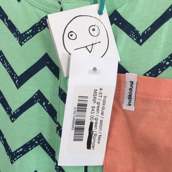 NEW Indikidual‎ Girls Sz 4/5 ORGANIC Aston Jersey Romper 100% Cotton - Picture 4 of 10